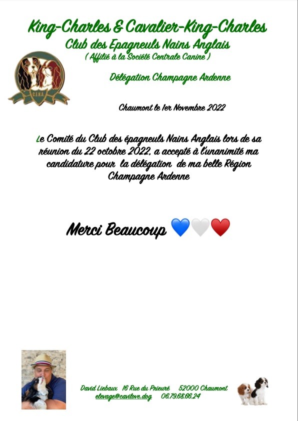 Cavilove - Me voila Délégué Champagne Ardenne pour le club du CENA